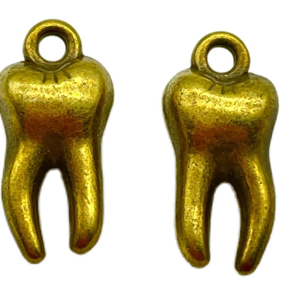 3164 25PC Antique Bronze Tooth Charms Pendants for Jewelry Bracelet